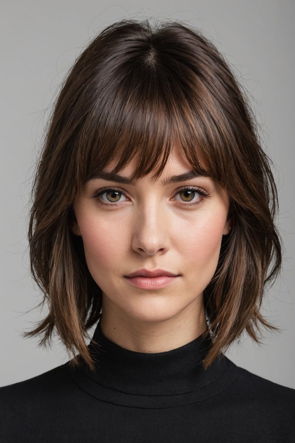 Choppy Side Bangs with Layers for Triangle Faces