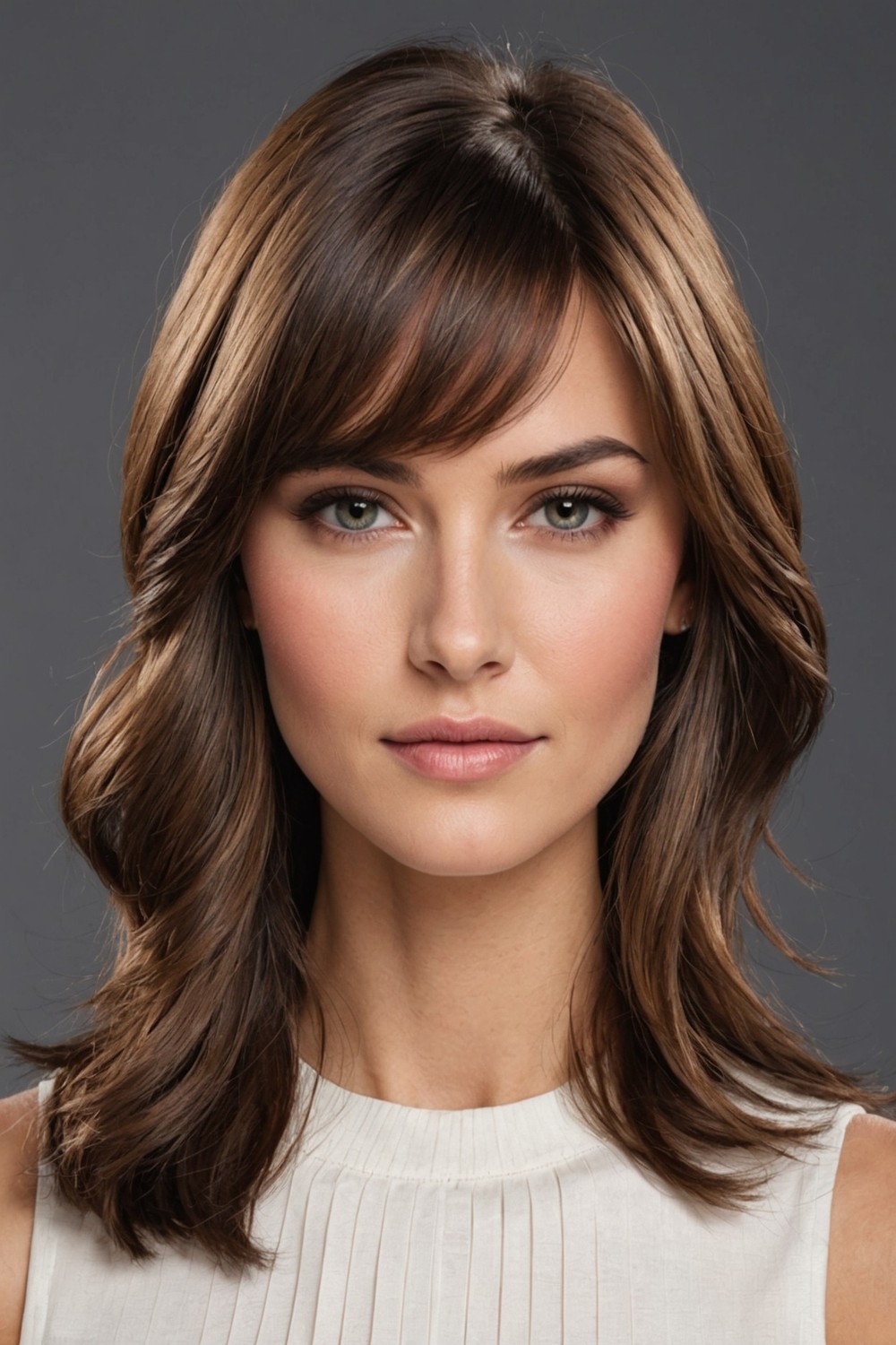 Feathered Side Bangs for Oval Faces