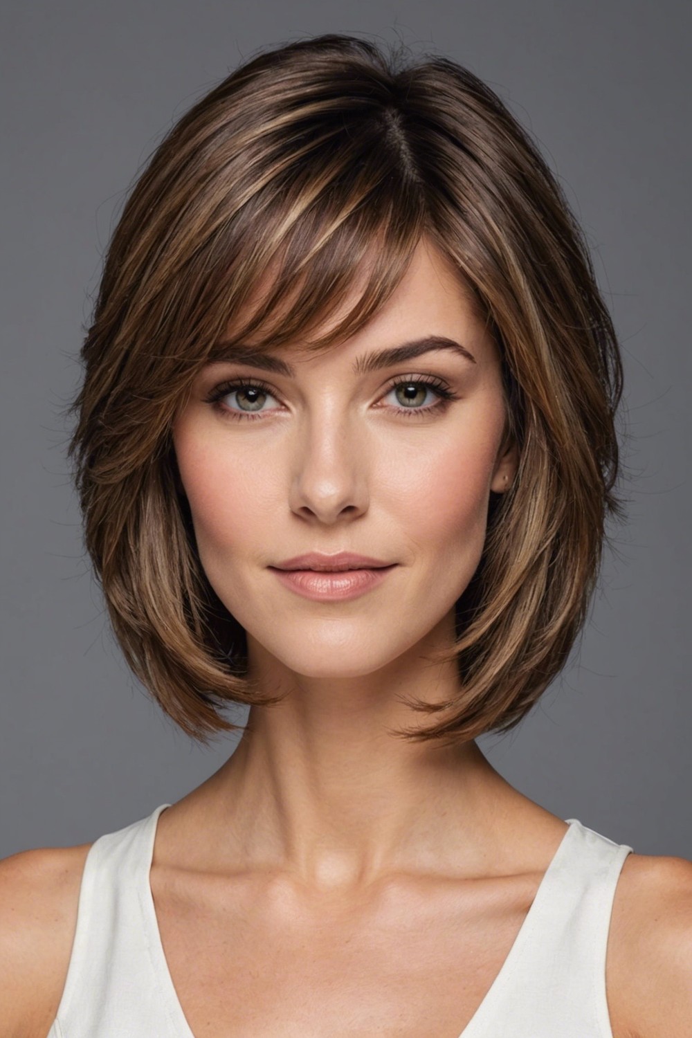 Layered Butterfly Hair with Side Swept Bangs