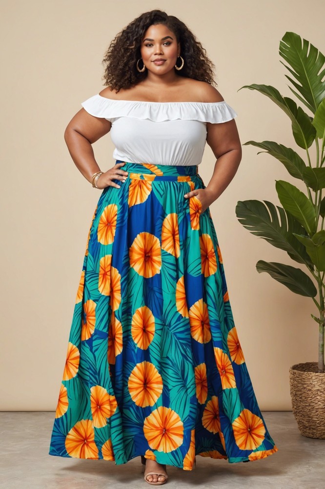 Maxi Skirt with Cropped Off the Shoulder Top