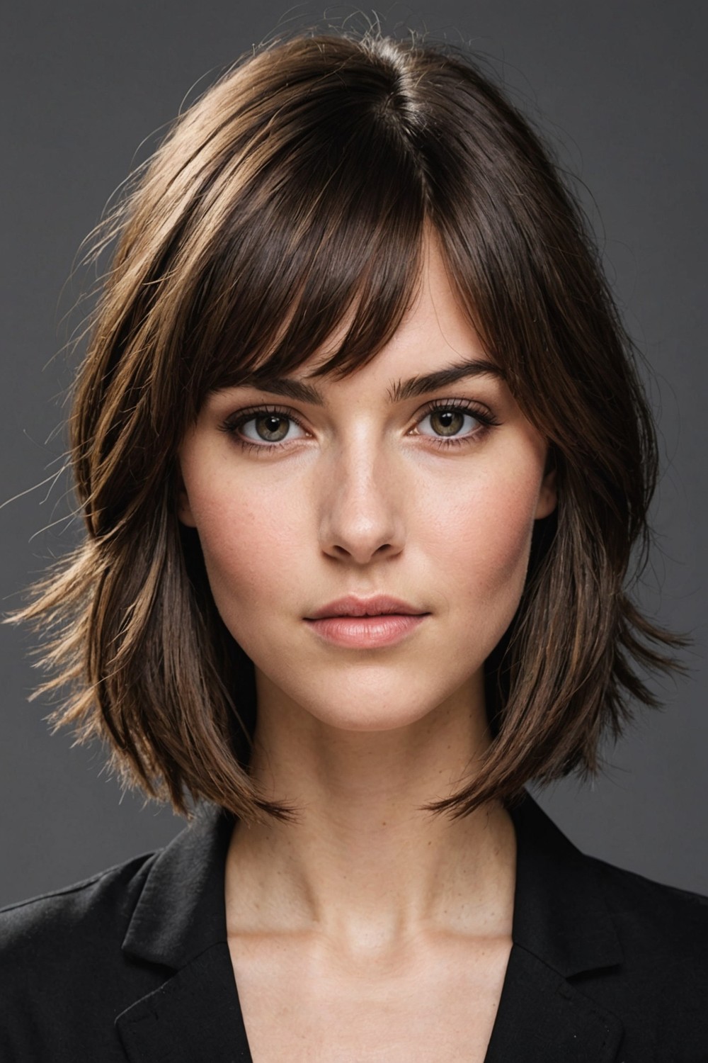 Razored Choppy Side Bangs for Pear-Shaped Faces