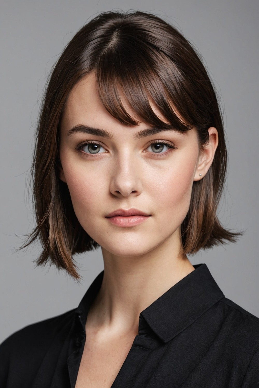 Short Side Bangs for Round Faces