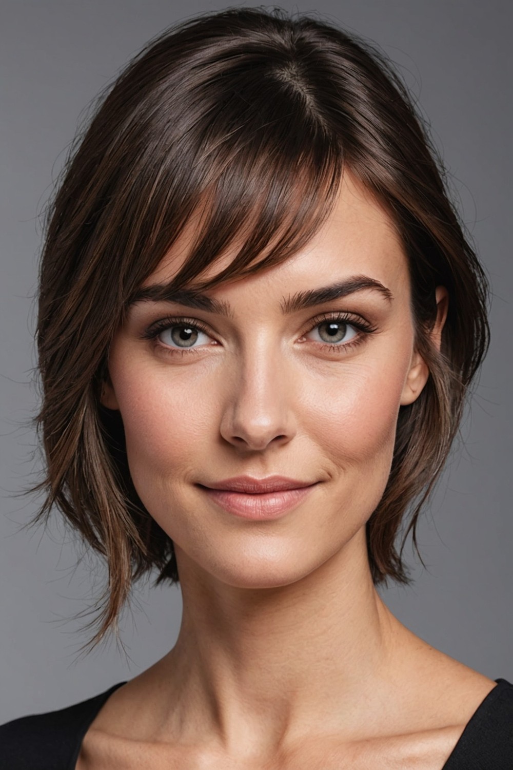 Side Bangs with Bangs for Heart-Shaped Faces