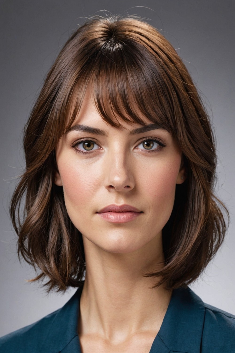 Side Swept Bangs with Layers for Triangle Faces