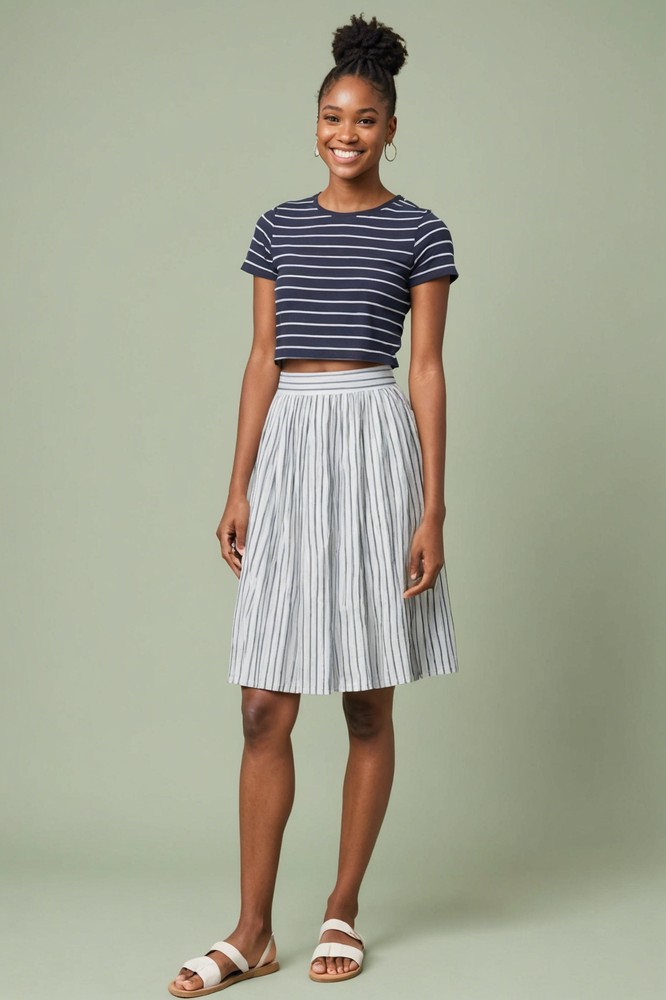 Striped Tee with Ruffled Skirt