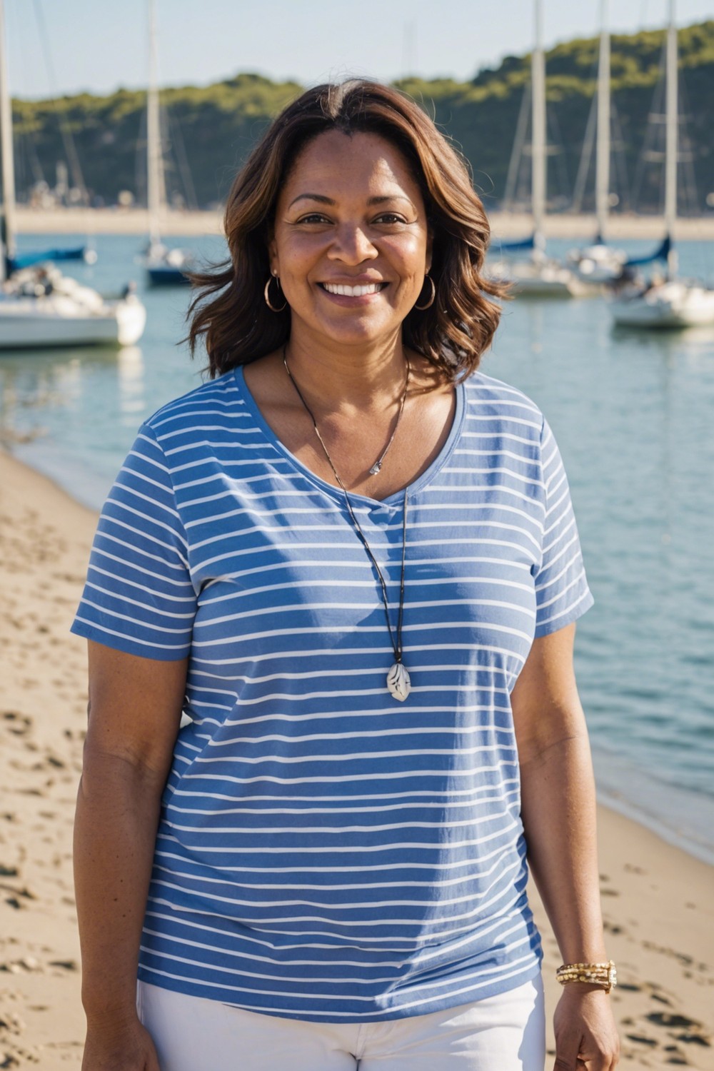 Striped Tees and White Pants for a Nautical Feel