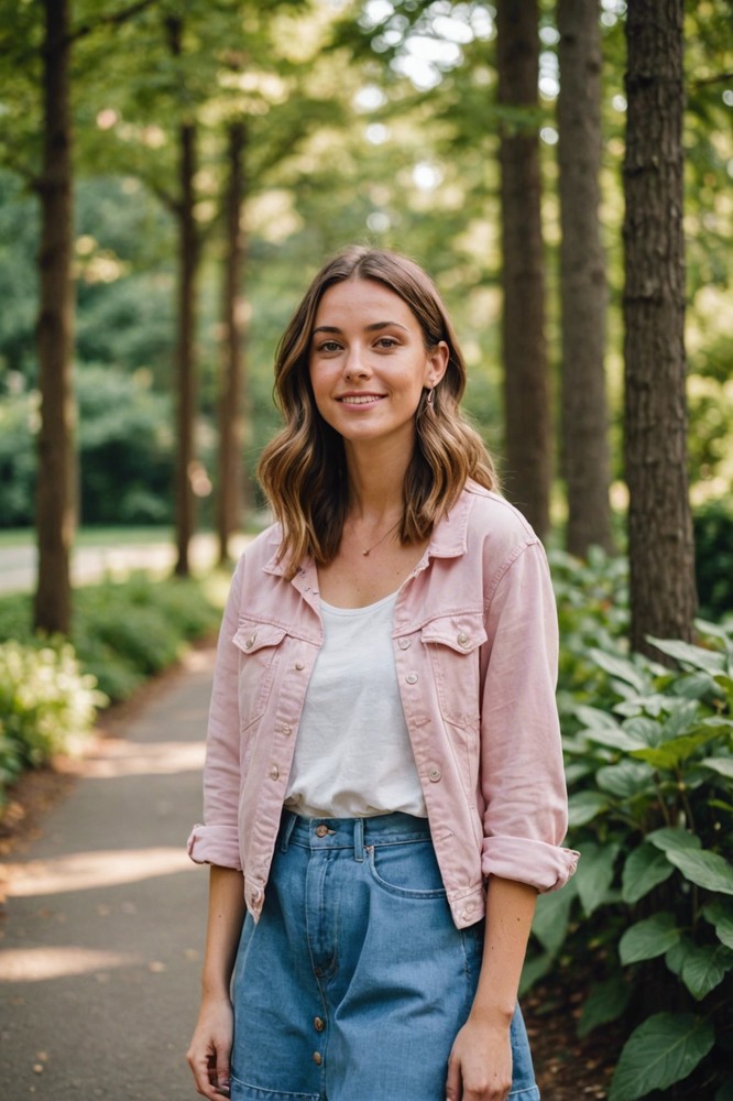 Sundress with Denim Jacket and Sneakers