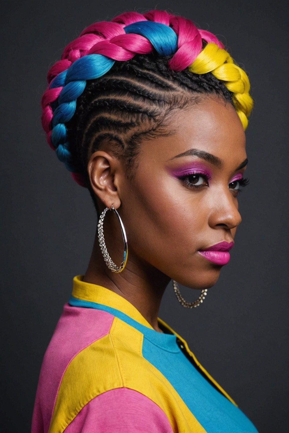 Undercut Bob With Colorful Braids