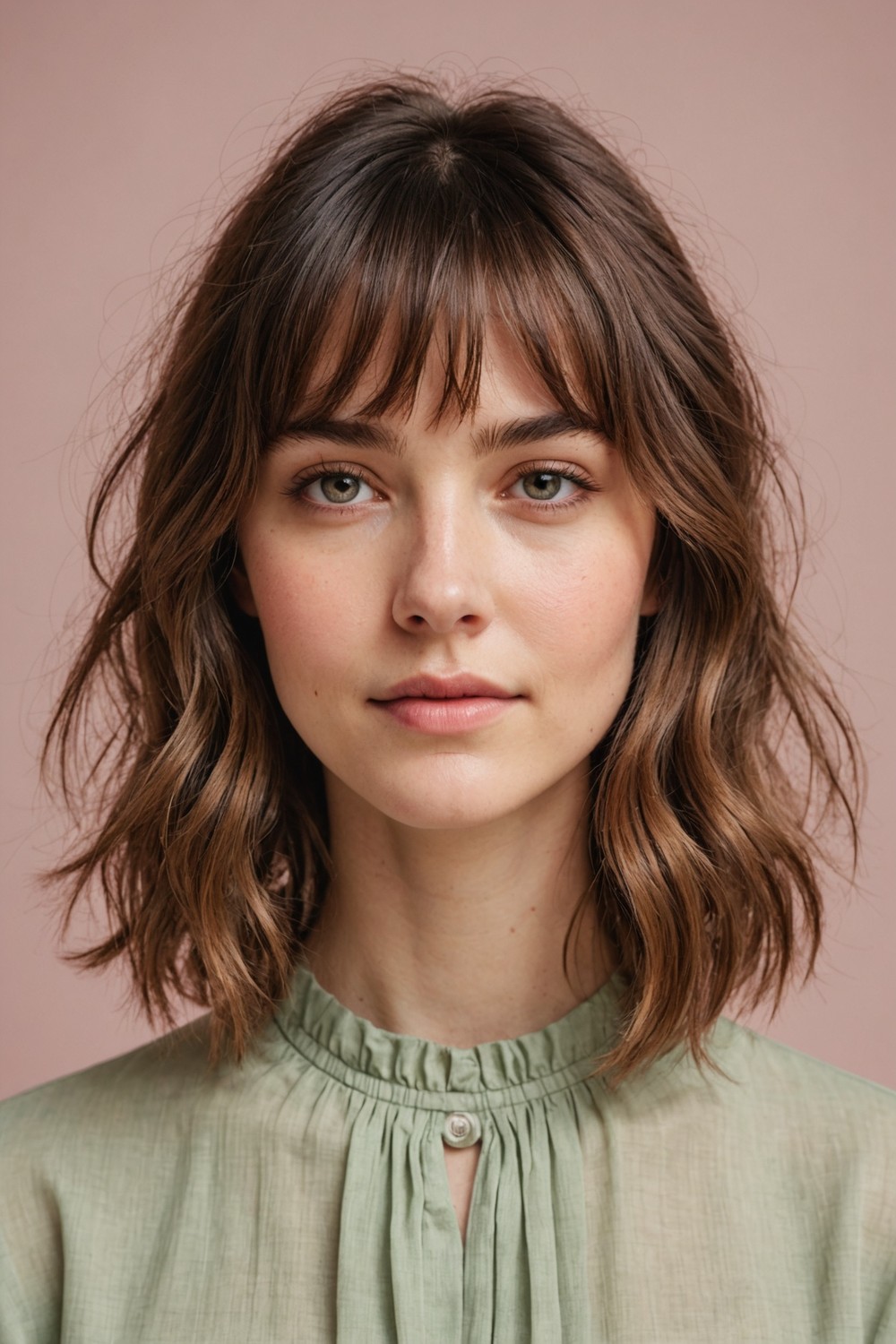 Wispy Curtain Bangs for Round Faces