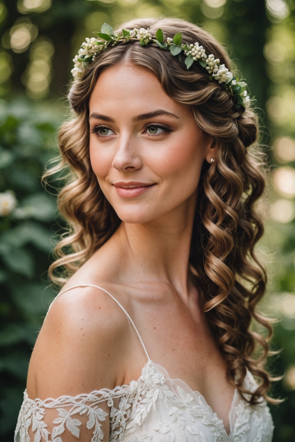 Braided Crown with Curly Ends