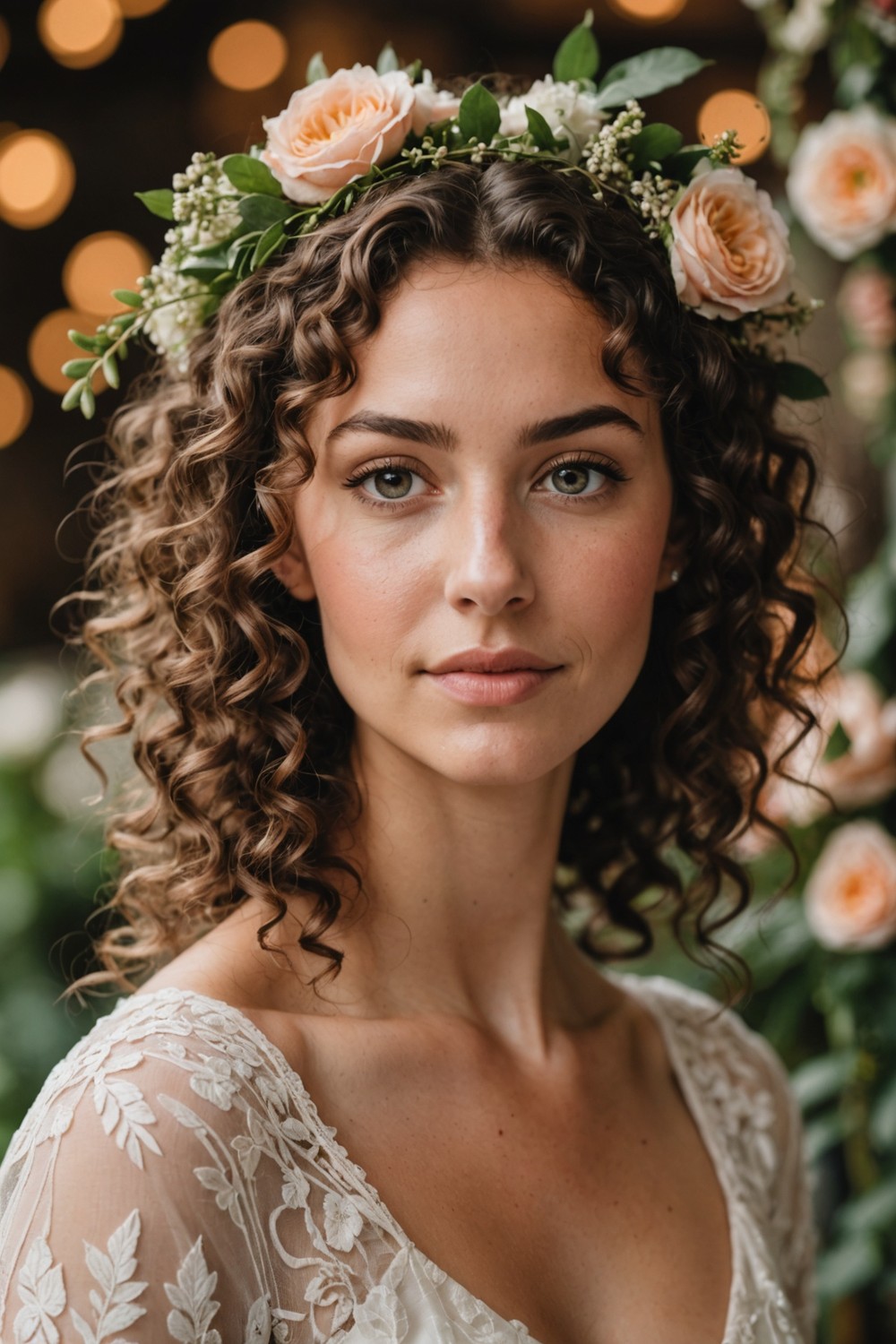 Low Bun with Loose, Curly Strands