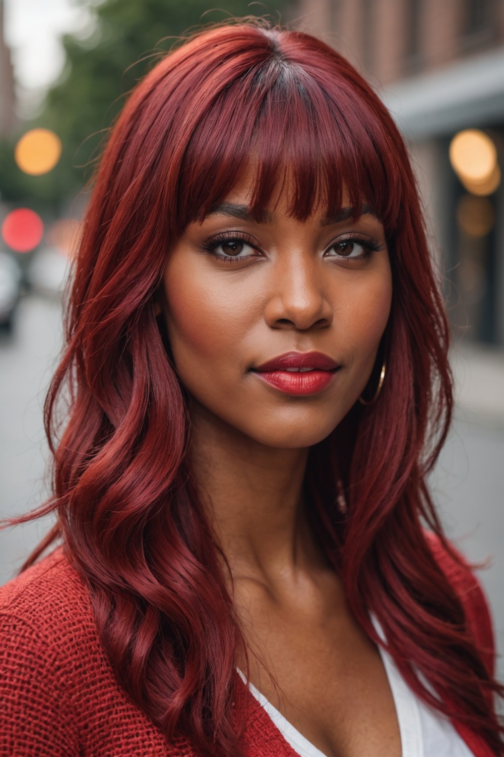 Red Weave with Bangs