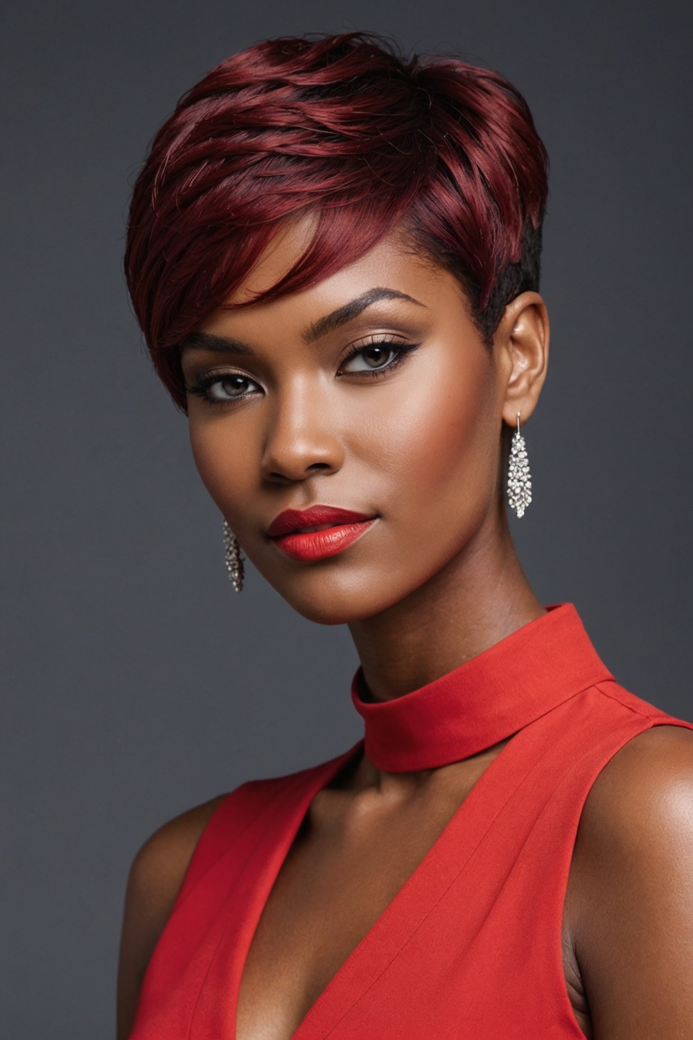 Short Red Pixie Weave