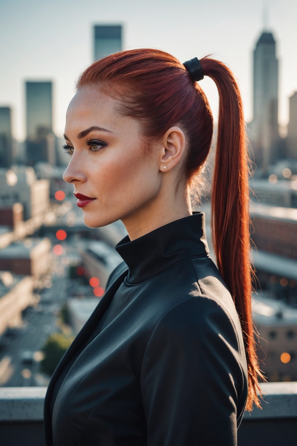 Sleek Red Ponytail