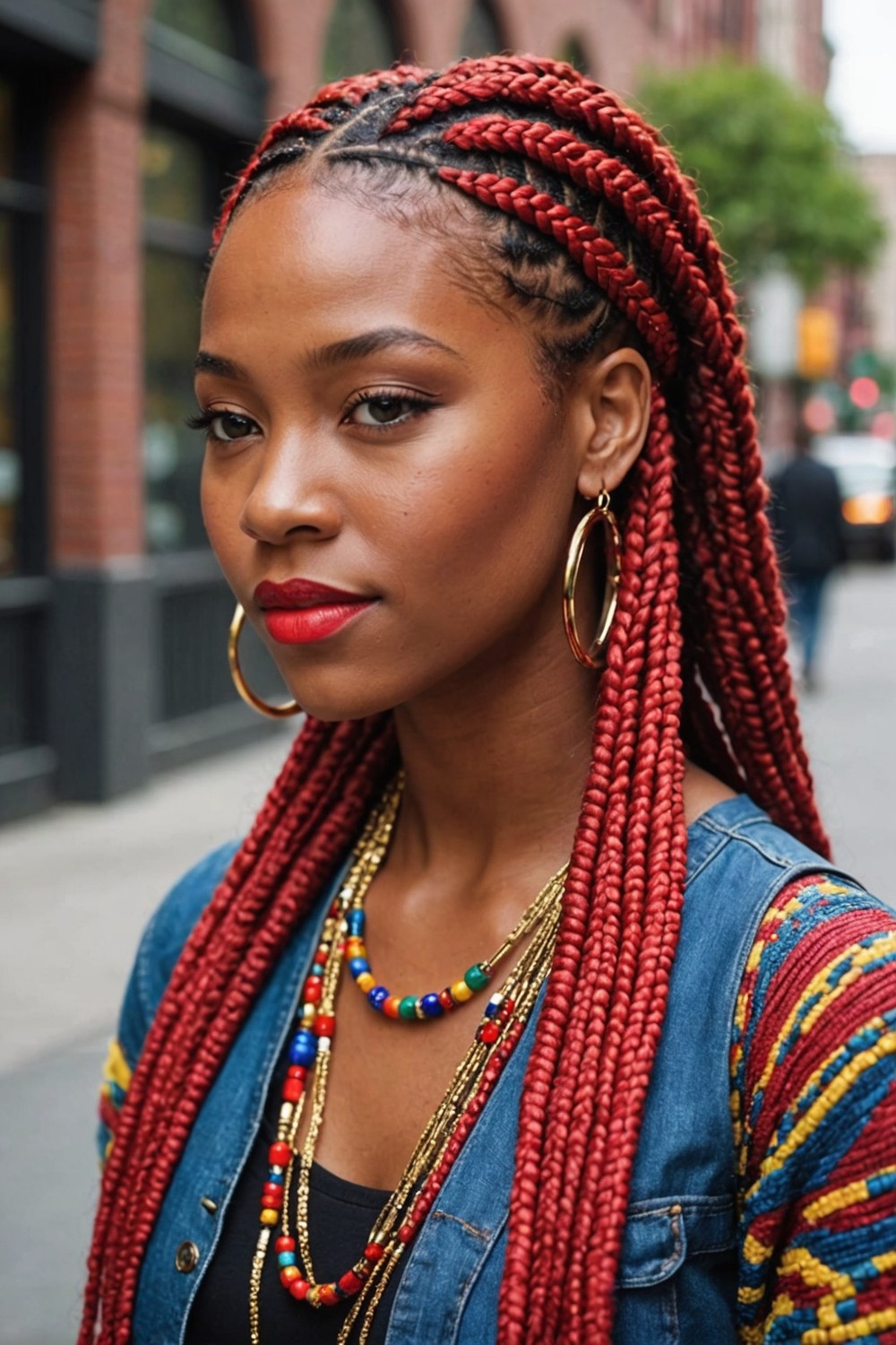 Thick Red Box Braids