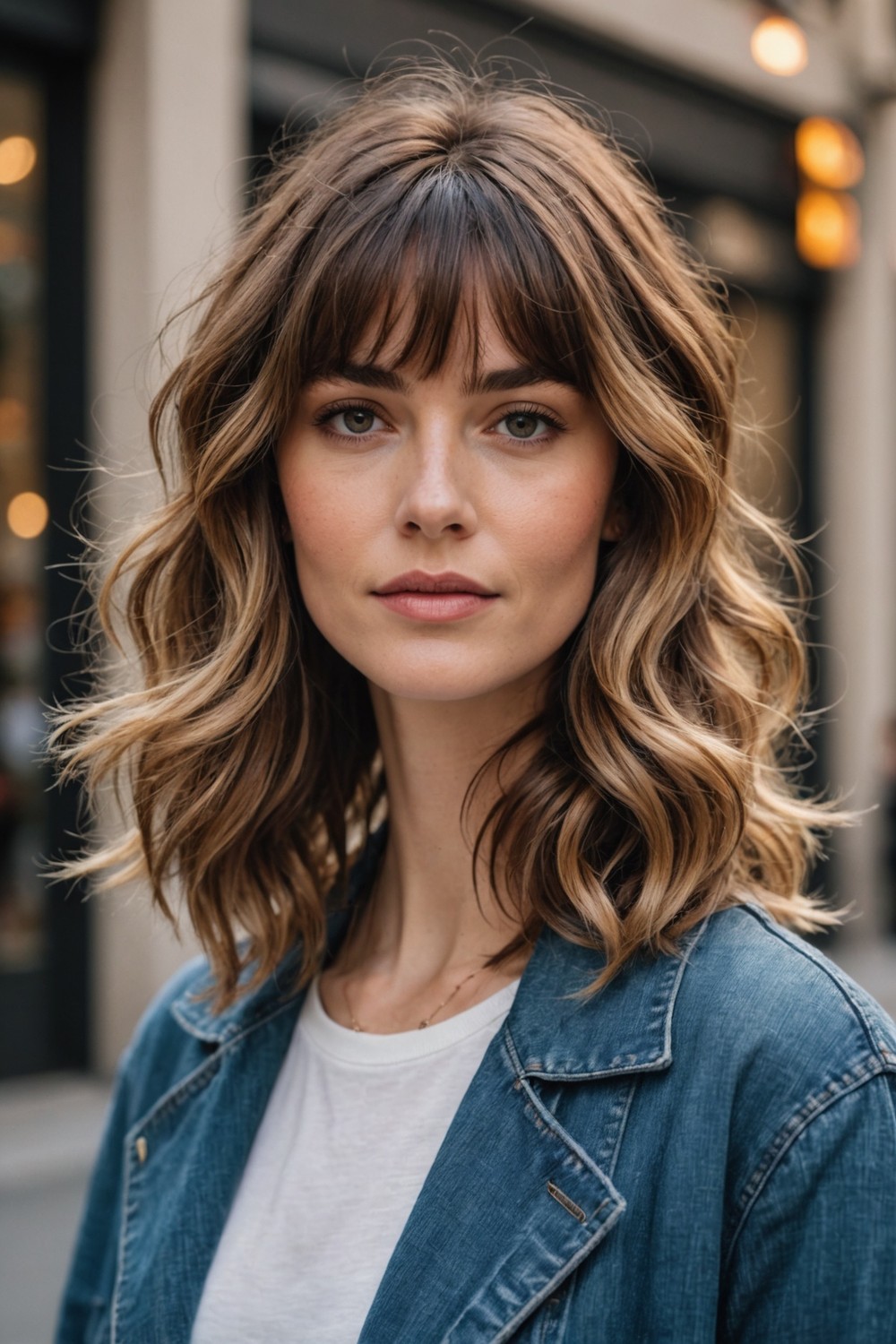 Wavy Shag with Curtain Bangs