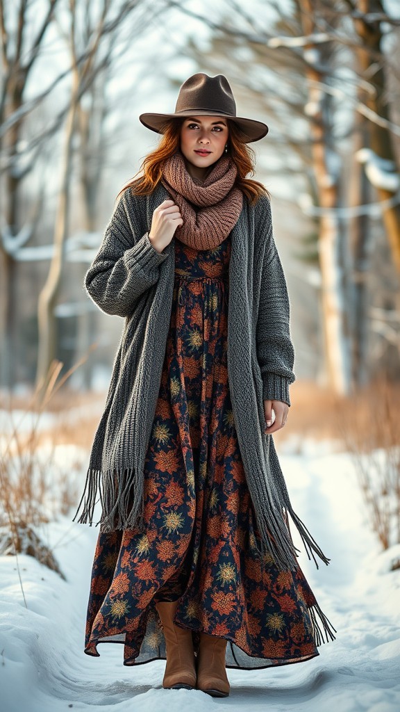 boho winter outfit ideas for women