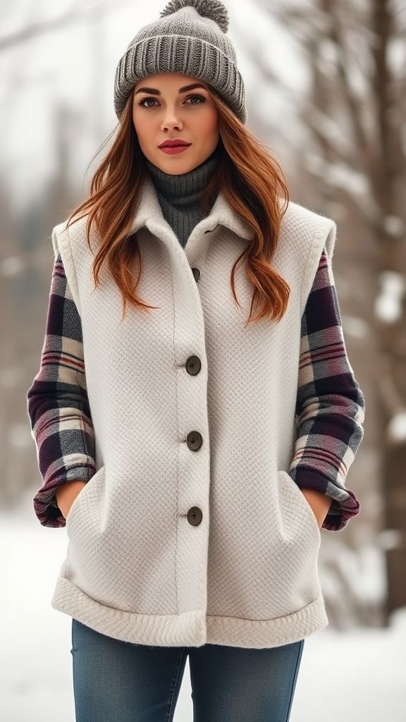 Flannel Shirt Layered with a Wool Vest