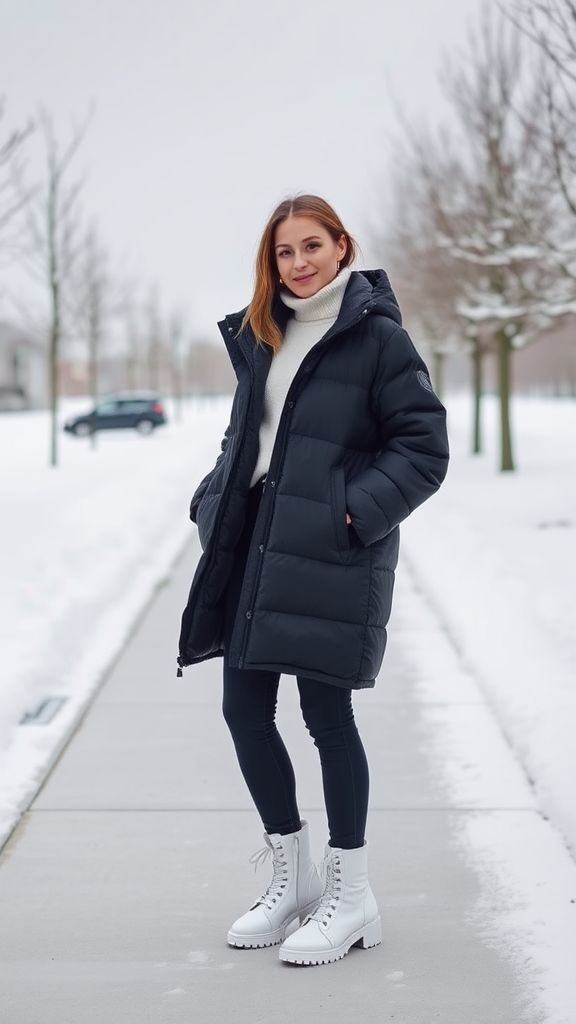 Oversized Puffer Jacket and Chunky Boots