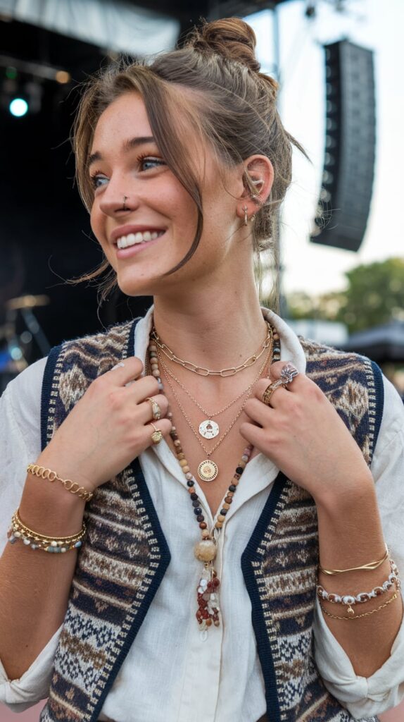 Bohemian Styles with Layered Jewelry