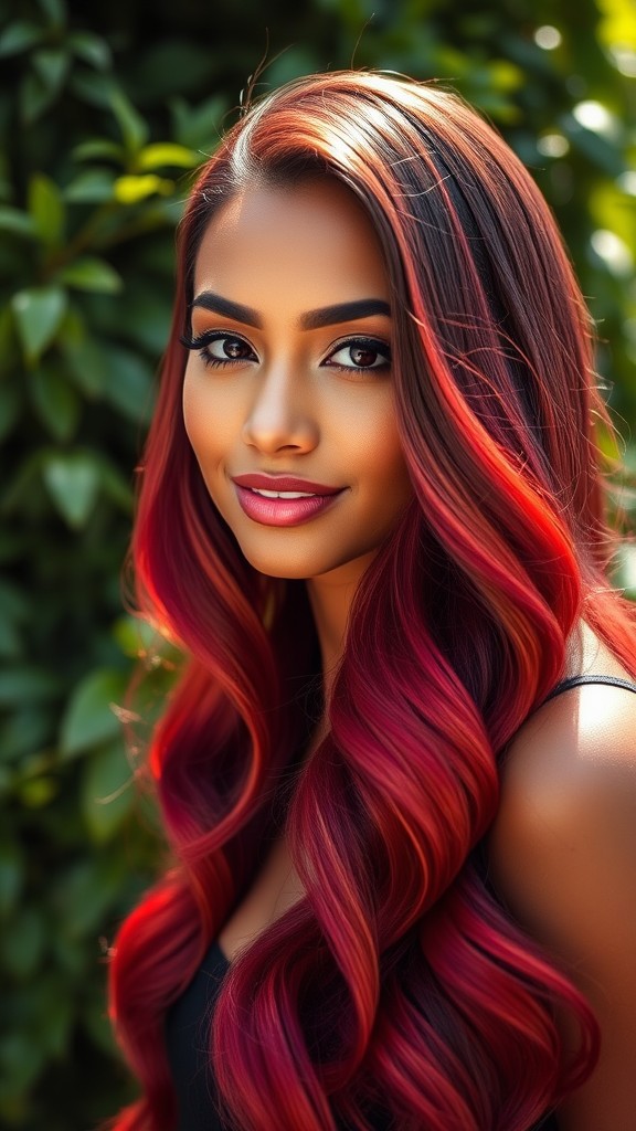 Bold Red Ombre Waves