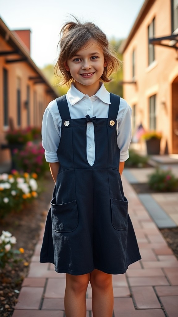 Button-Up Shirt with Pinafore Dress