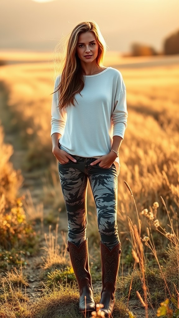 Camo Print Leggings with Oversized Tee