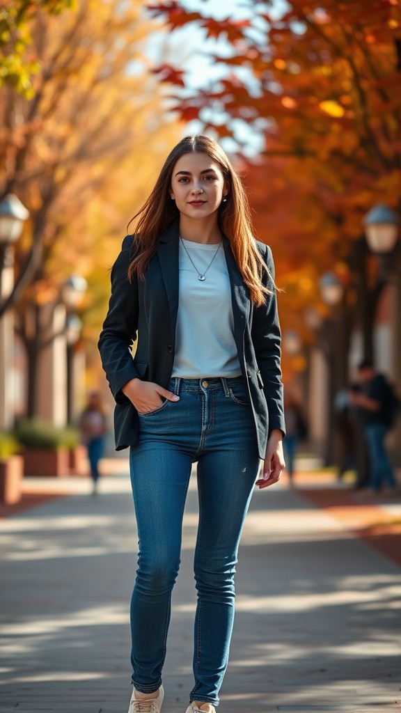 Casual Blazer with T-Shirt and Jeans