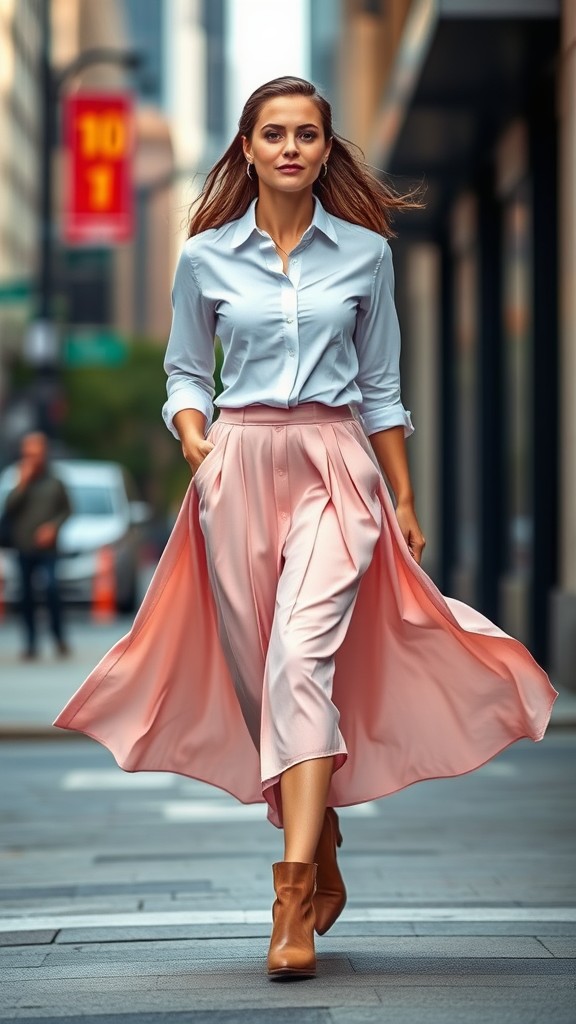 Classic White Shirt with a Midi Skirt