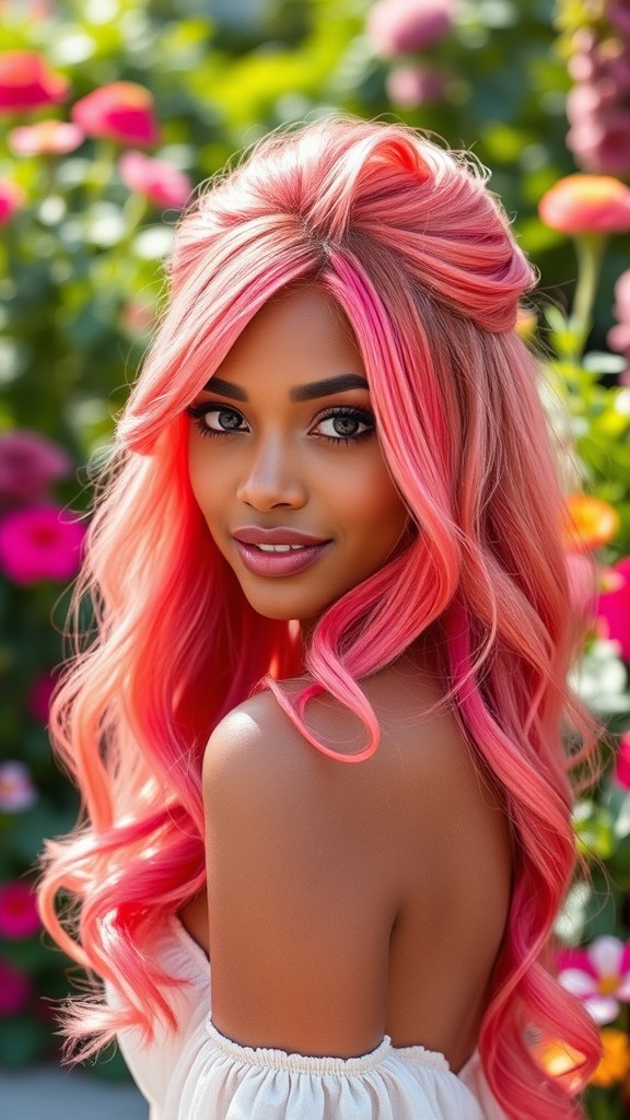 Coral Pink Half-Up, Half-Down