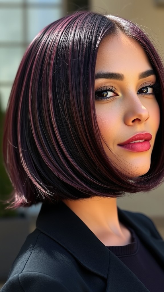 Deep Plum Bob with Subtle Undercut