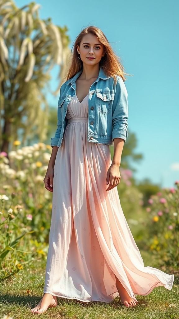 Denim Jackets Over Pastel Dresses