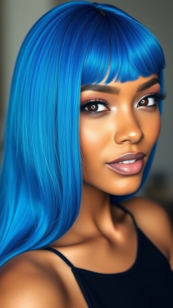 Electric Blue Straight Hair