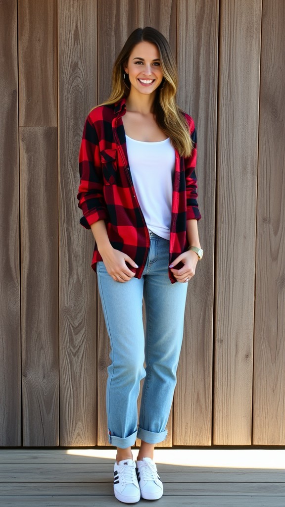 Flannel Shirt with Boyfriend Jeans