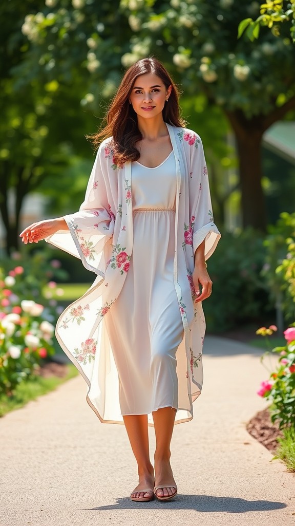 Kimono Cardigan over a Simple Dress