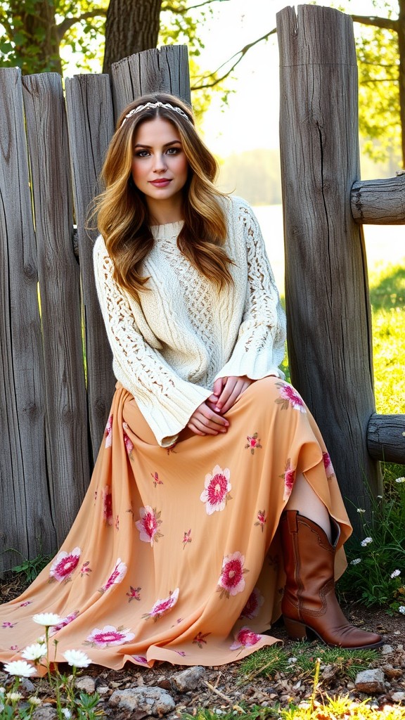 Knit Sweater and Maxi Skirt Combo