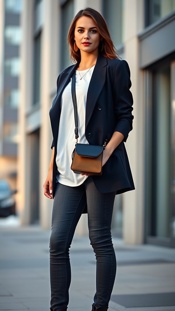 Layered Blazer Over a Casual Tee