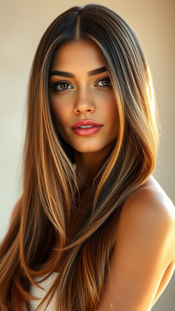 Long Straight Hair with Highlights