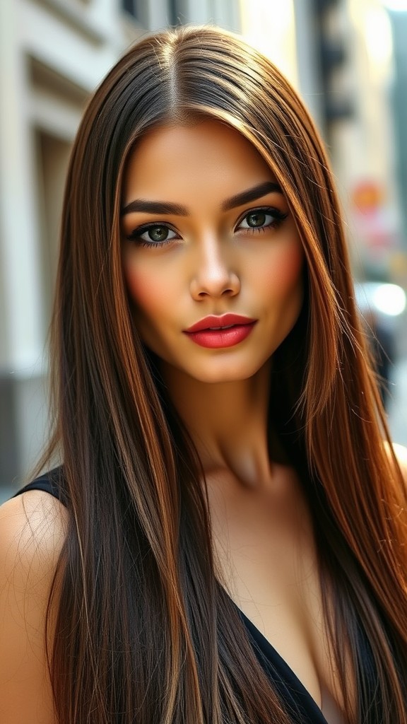 Long Straight Hair with Side Part