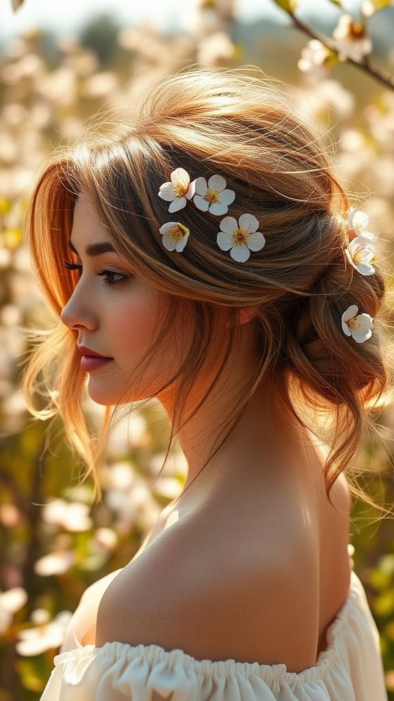 Messy Bun with Blossoms