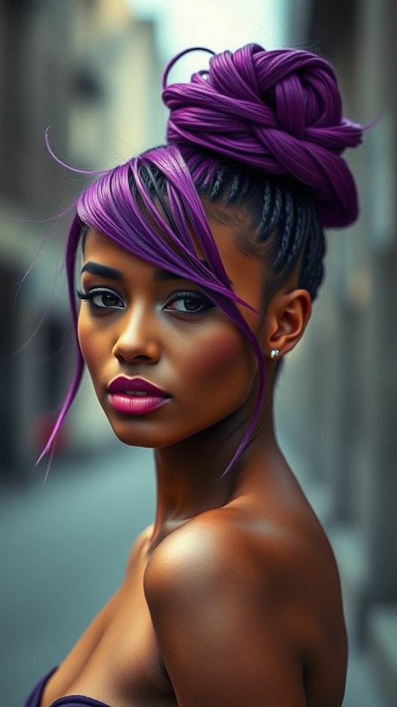 Neon Purple Deconstructed Bun