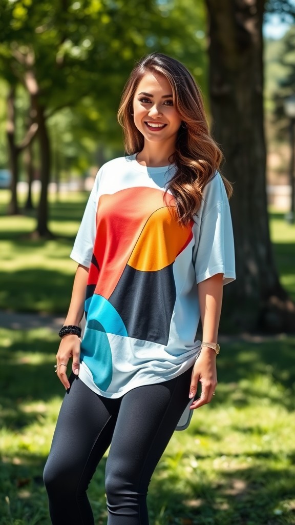 Oversized Graphic T-Shirt with Leggings