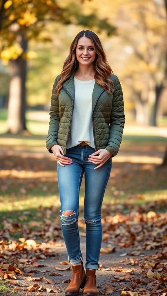 Quilted Jacket with Thermal Henley