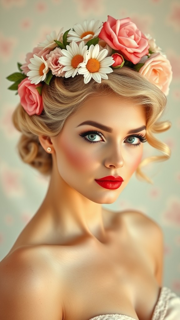 The Fifties Flower Crown Hairstyle