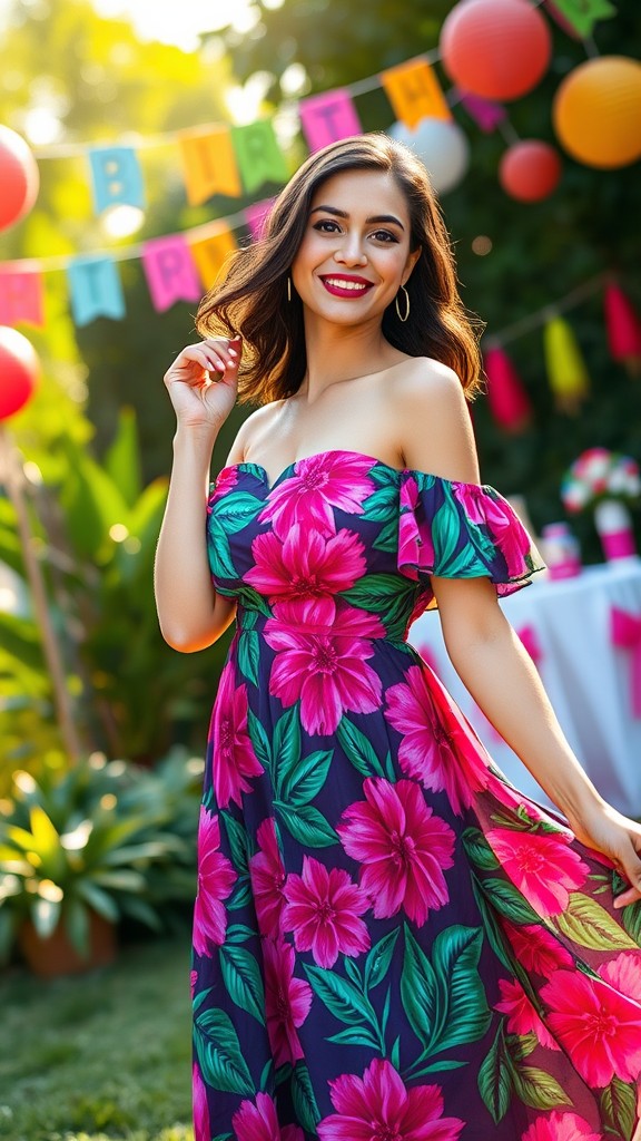 Vibrant Off-Shoulder Dress