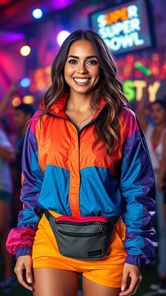 Colorful Windbreaker and Fanny Pack