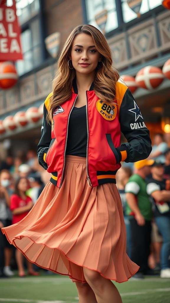 Stylish Bomber Jacket with a Skirt