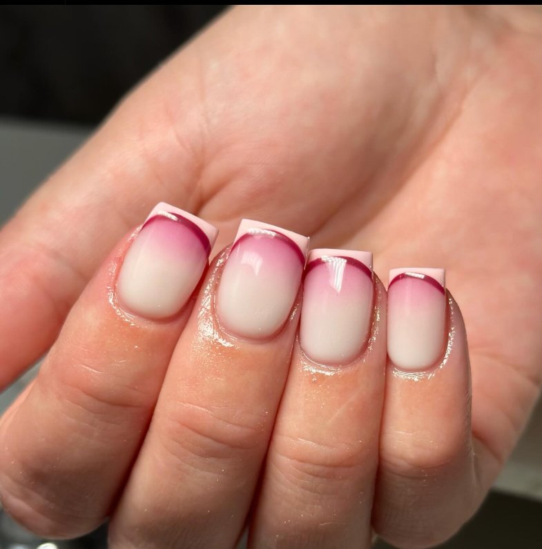 Berry Ombré Tips on Nude Acrylics