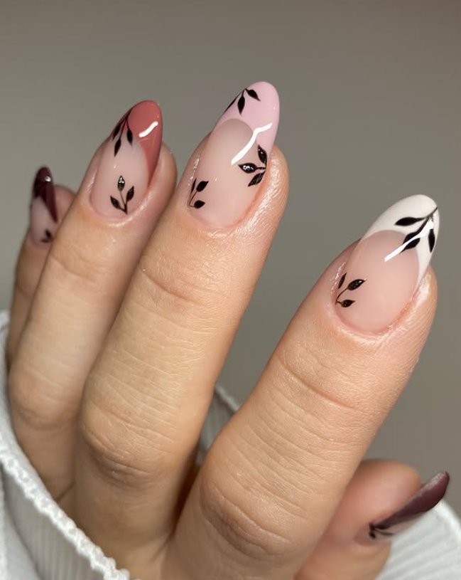 Botanical-Inspired Neutral French Nail Design