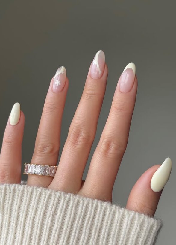 Chic Soft Cream French Tips Design